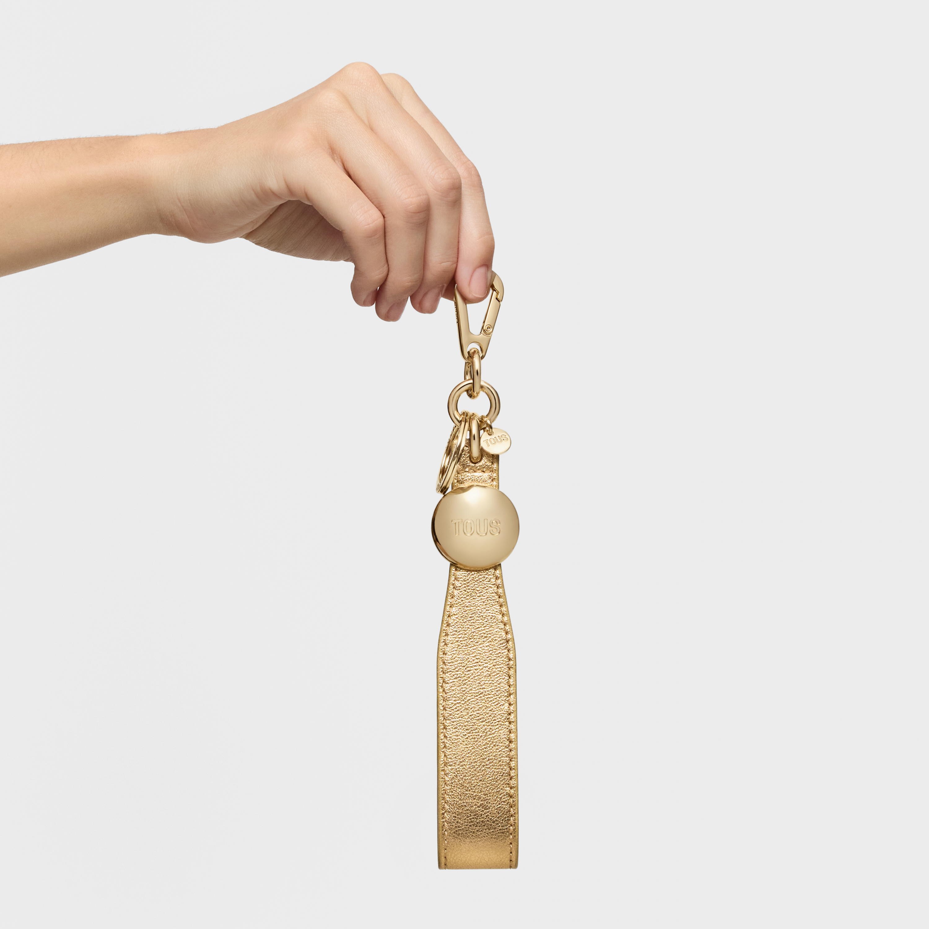 Gold-colored leather Key ring TOUS Metal Ball