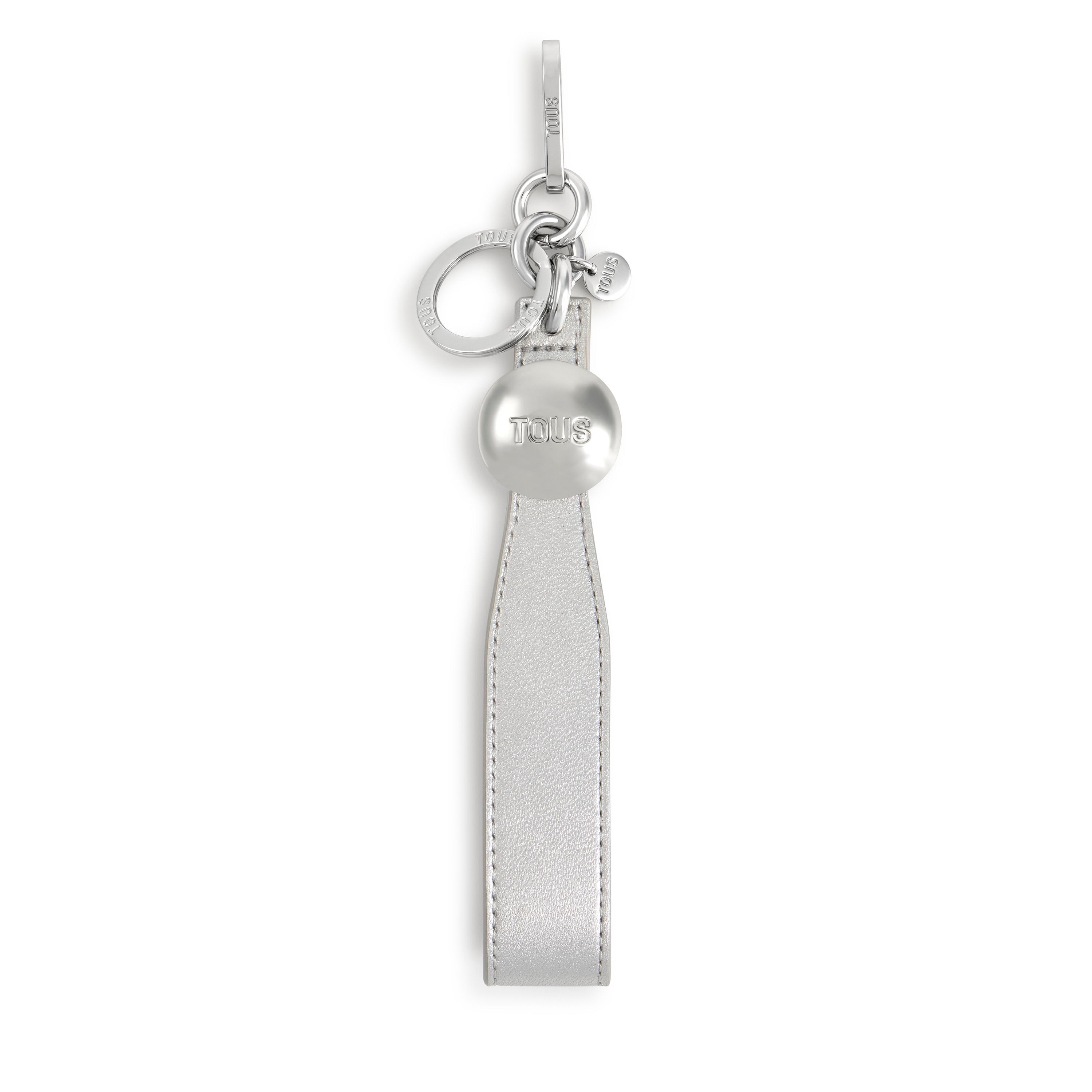 Silver-colored leather Key ring TOUS Metal Ball
