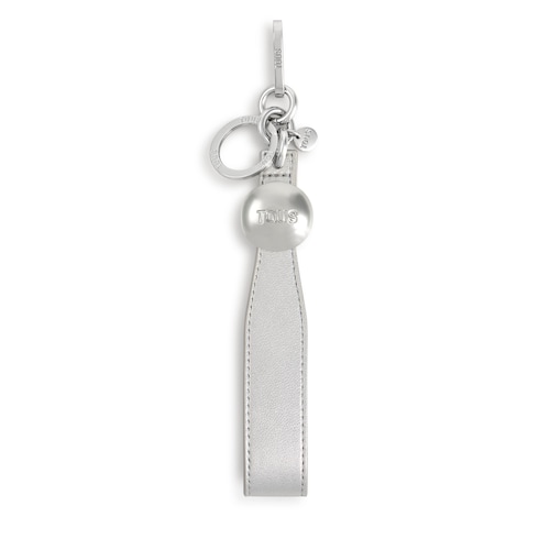 Silver-colored leather Key ring TOUS Metal Ball