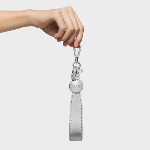 Silver-colored leather Key ring TOUS Metal Ball