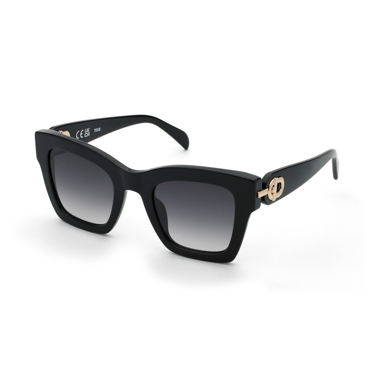 Tous Black Sunglasses with Pink Case Accent Black Thick Hipster Rectangle Tinted Sunglasses with Pink  main image 3