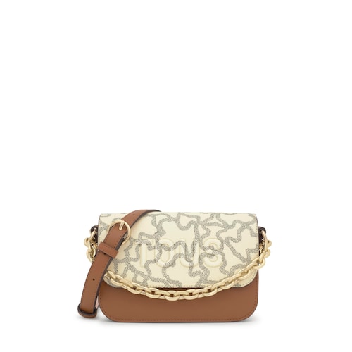 Bandolera pequeña camel y beige Chain Kaos Icon