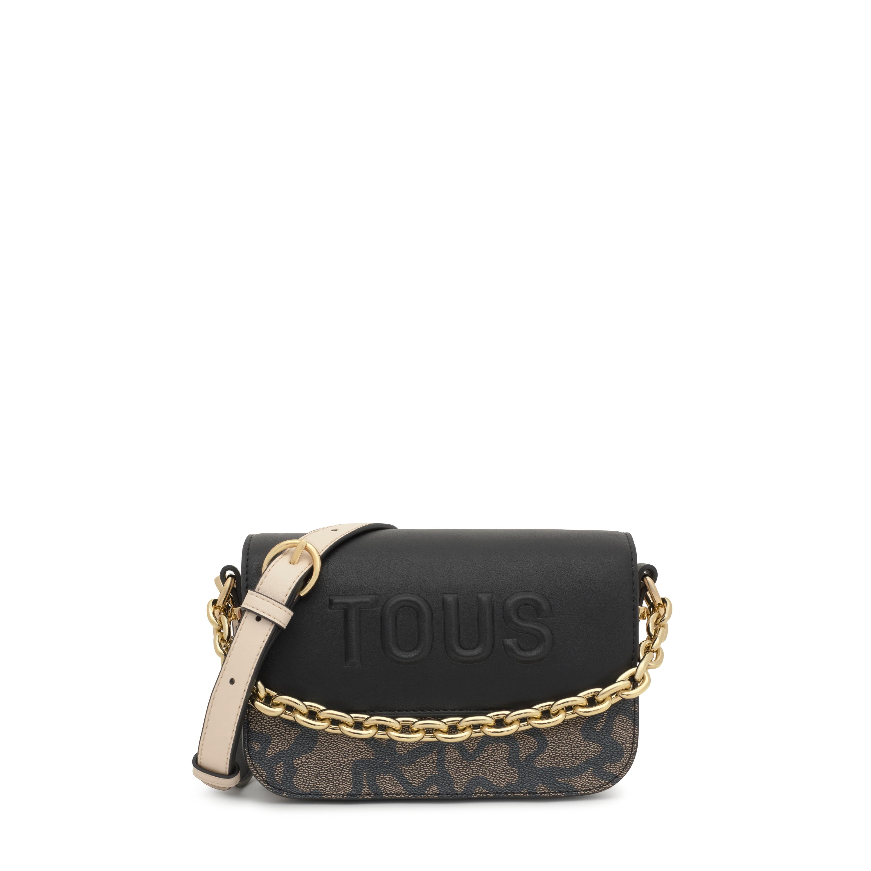 Small beige and black Crossbody bag Chain Kaos Icon