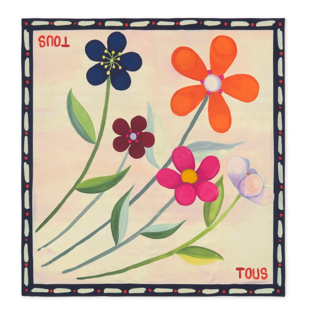 Pa&ntilde;uelo cuadrado rosa claro TOUS&nbsp;Summer Daisies