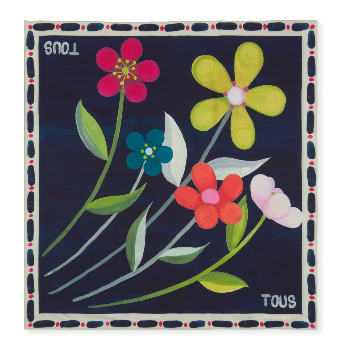 Navy blue square Scarf TOUS Summer Daisies