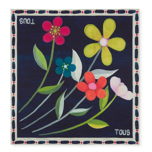 Pañuelo cuadrado azul marino TOUS Summer Daisies
