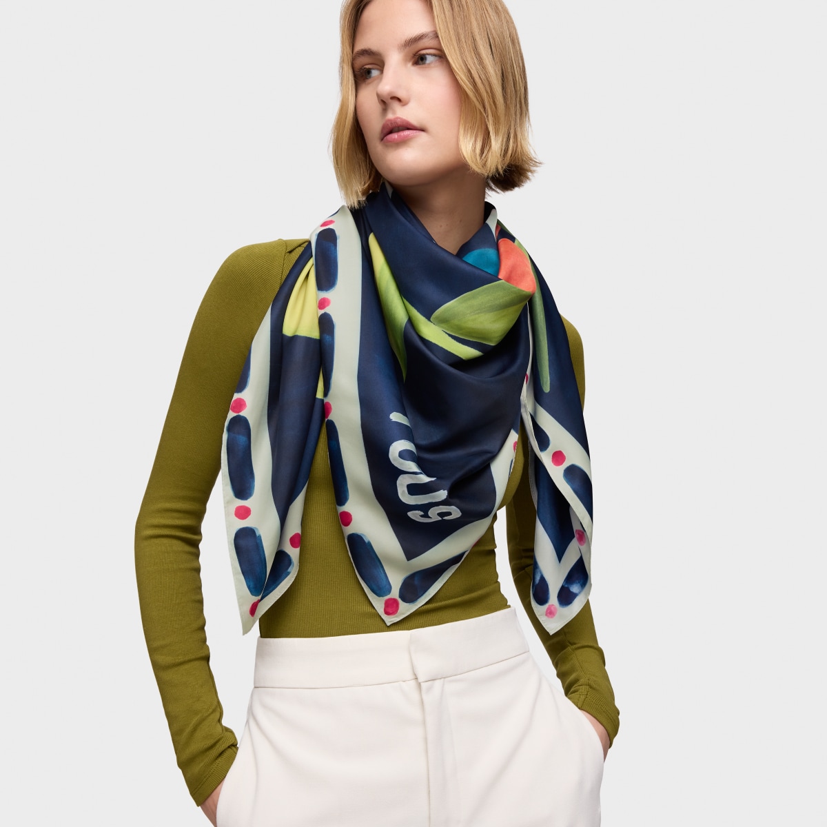 Navy blue square Scarf TOUS Summer Daisies