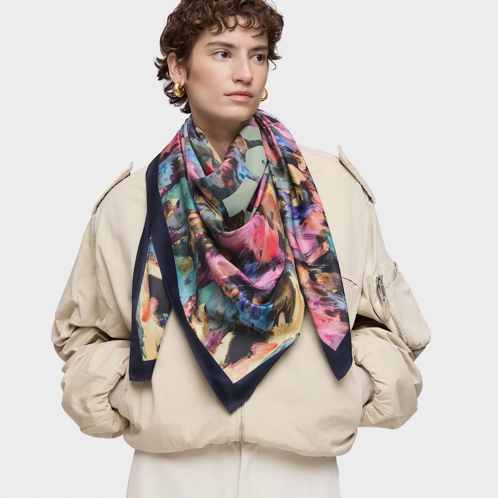 Navy blue square Scarf TOUS Summer Watercolor image number 2