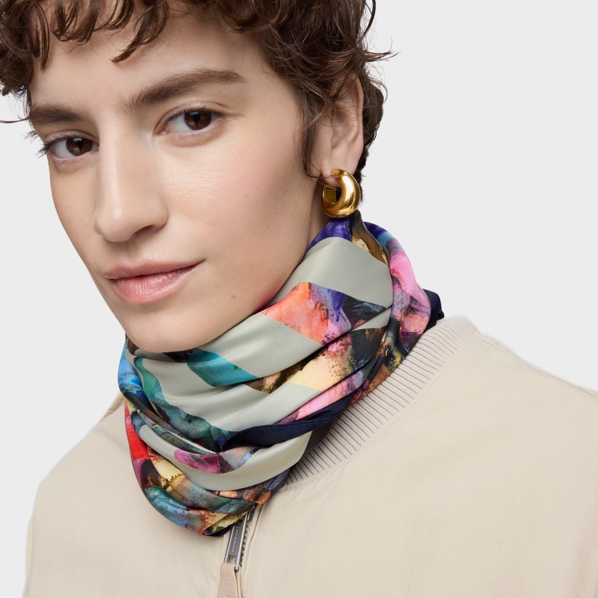 Navy blue square Scarf TOUS Summer Watercolor