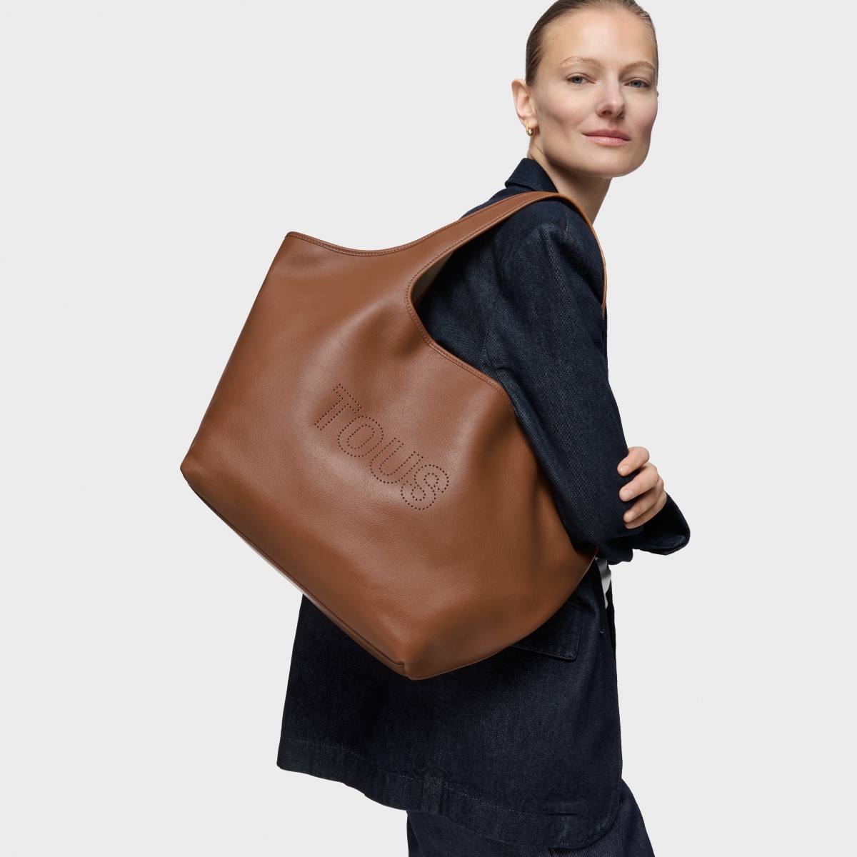 Large camel-colored leather Tote bag TOUS Lirio
