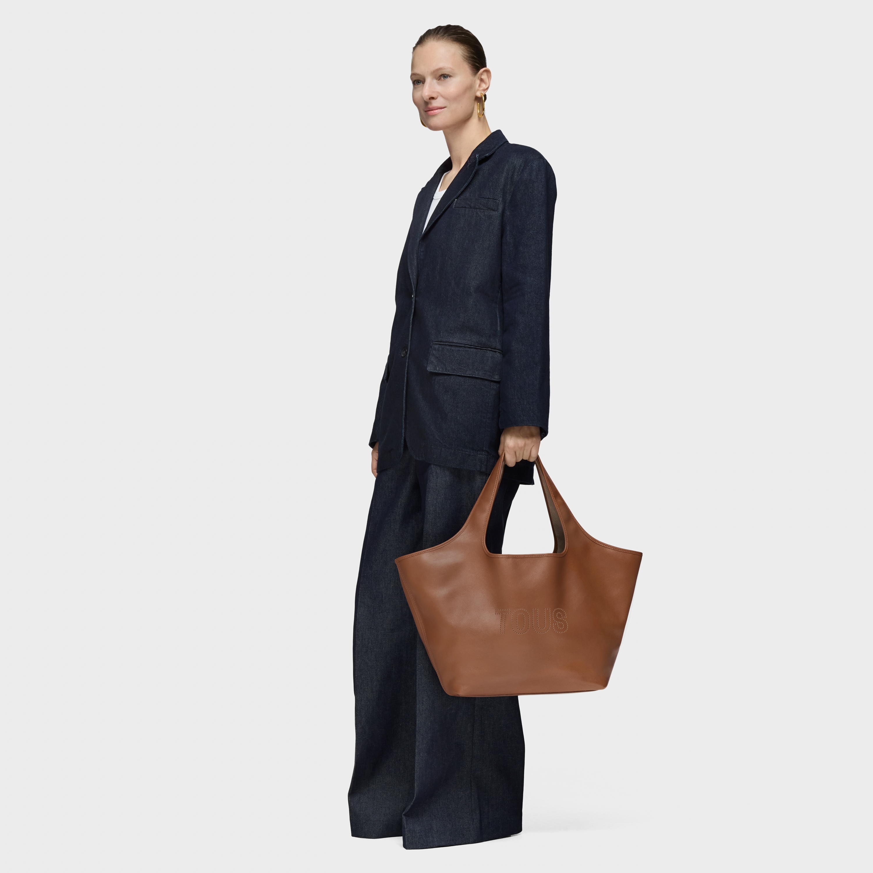 Large camel-colored leather Tote bag TOUS Lirio