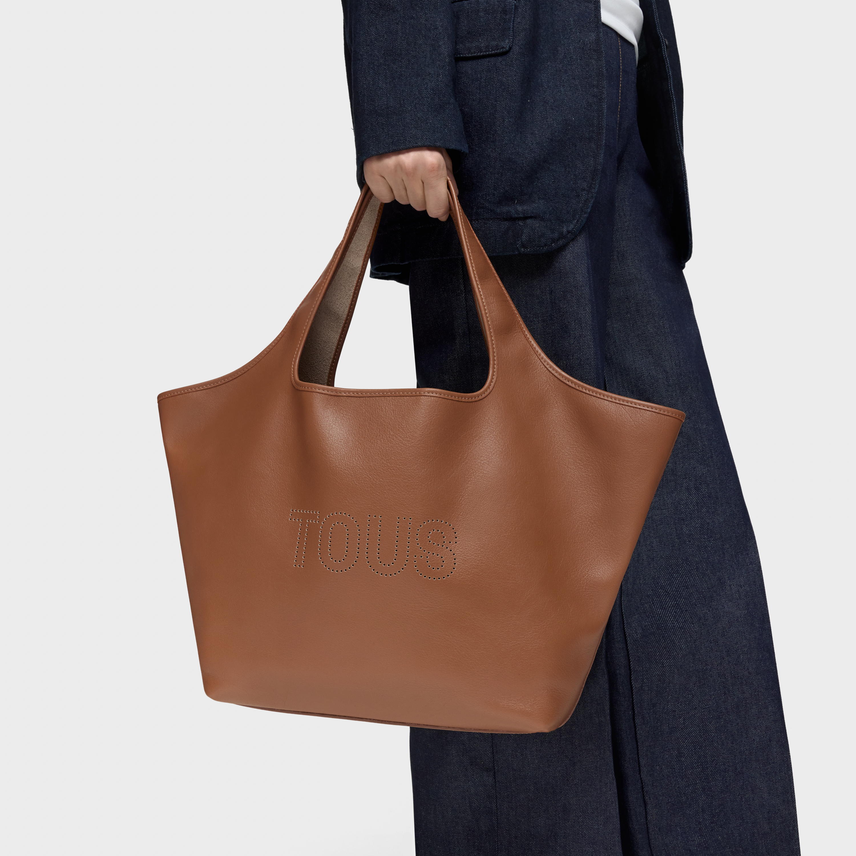 Large camel-colored leather Tote bag TOUS Lirio