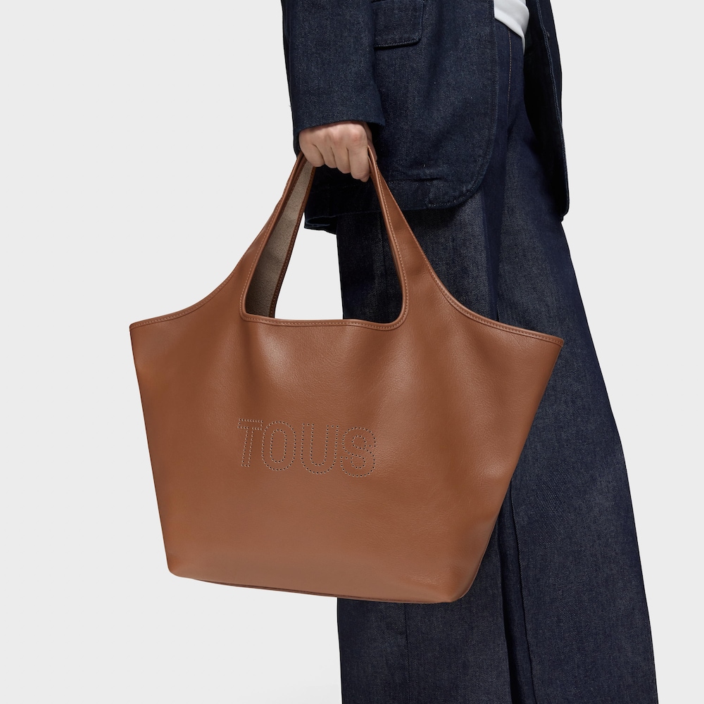 Large camel-colored leather Tote bag TOUS Lirio