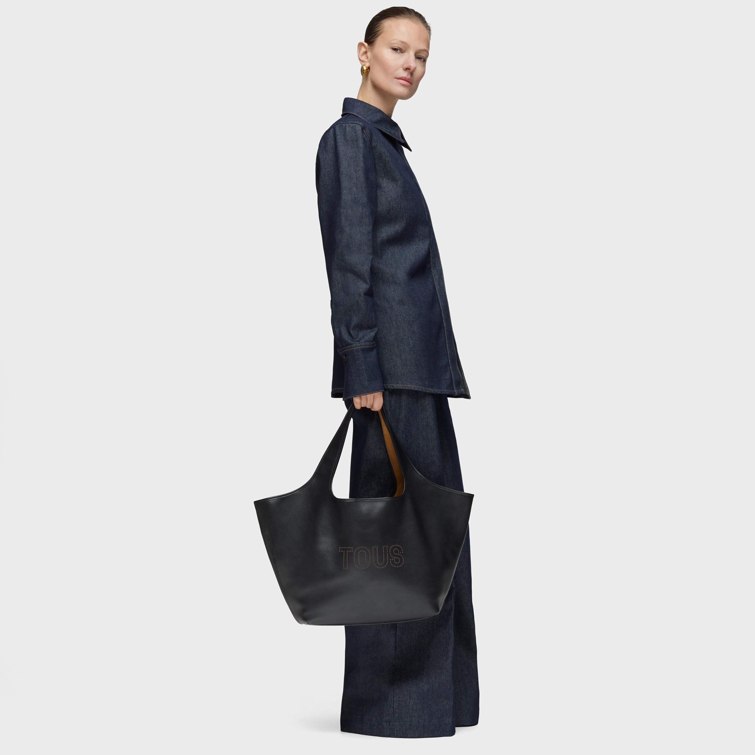 Large black leather Tote bag TOUS Lirio