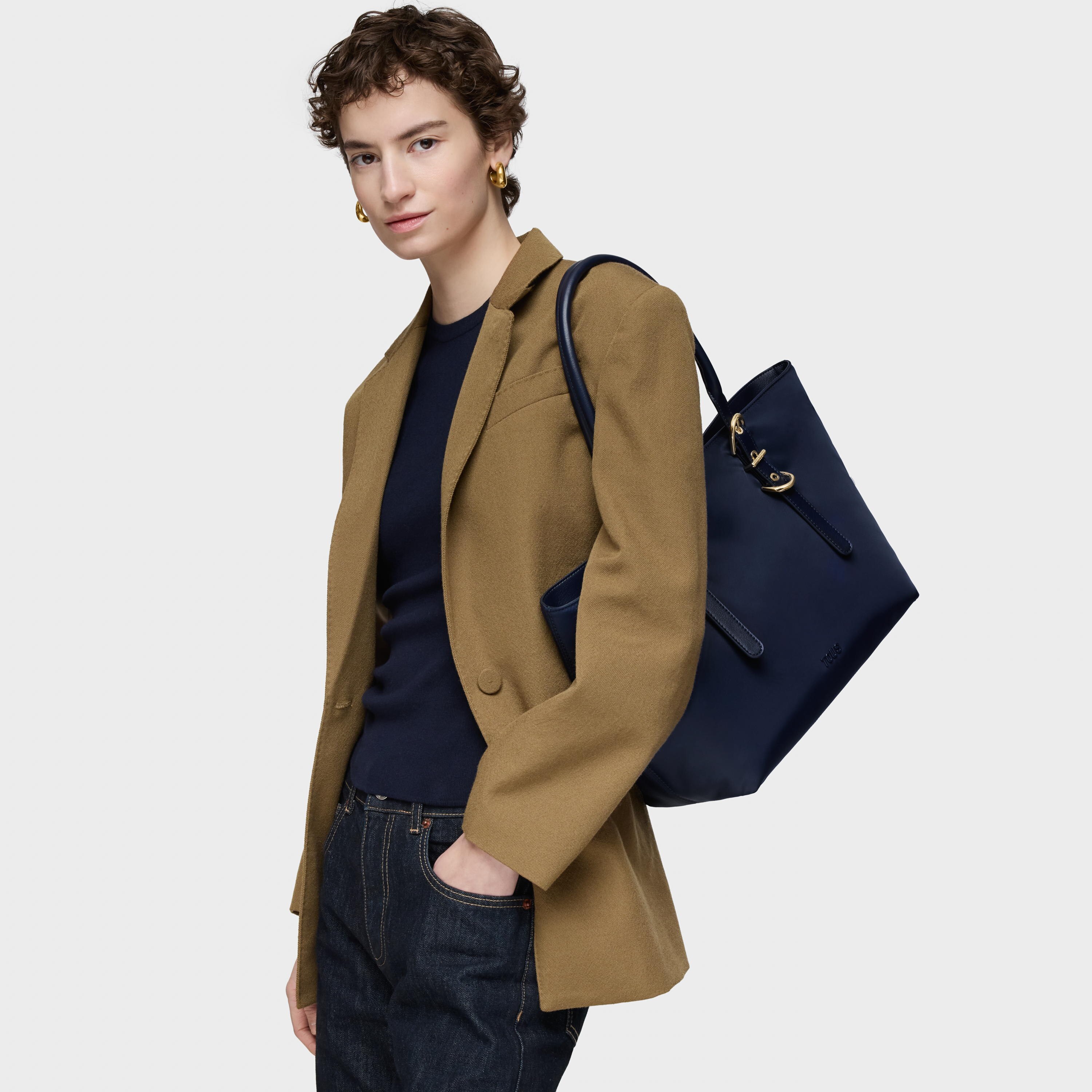 Large navy blue Tote bag TOUS Buckles Soft