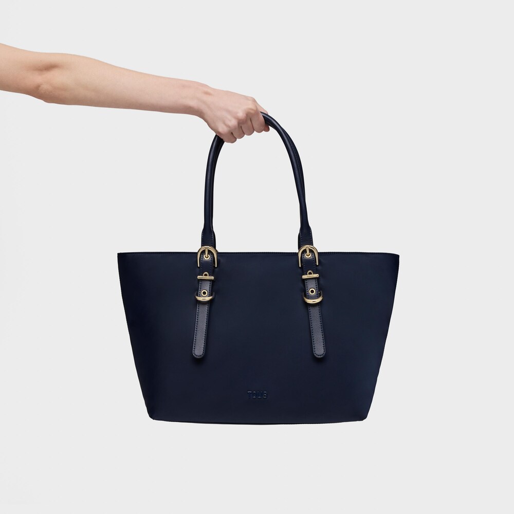 Capazo grande azul marino TOUS Buckles Soft