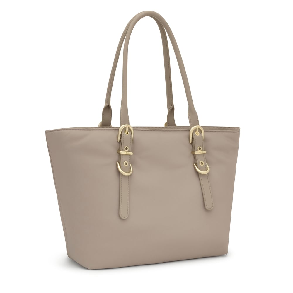 Large taupe Tote bag TOUS Buckles Soft