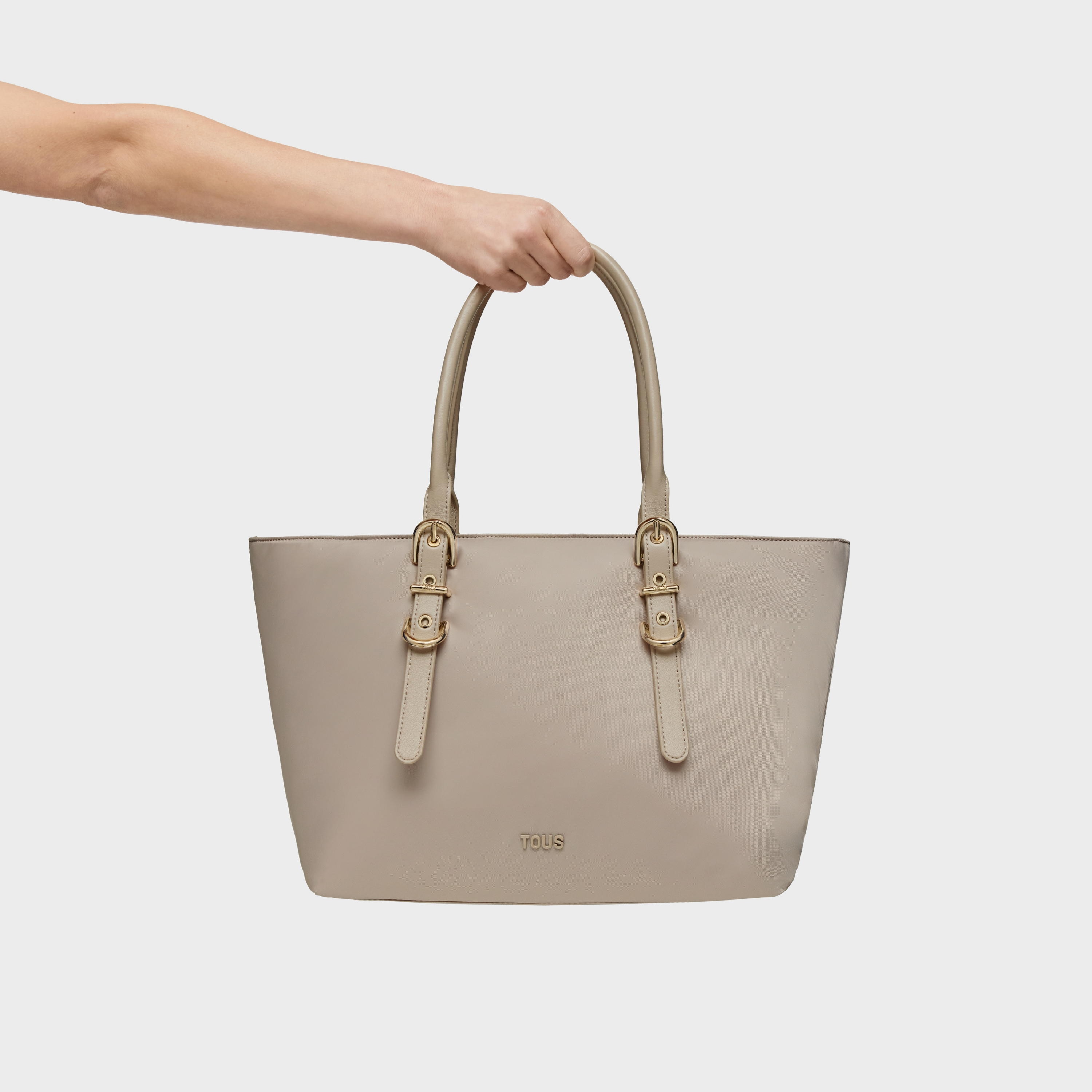 Large taupe Tote bag TOUS Buckles Soft