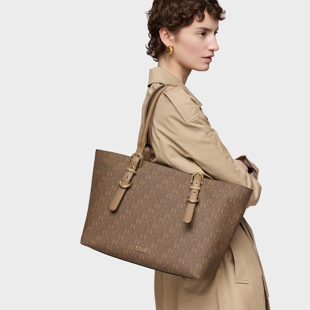 Large earth-colored Tote Bag TOUS&nbsp;Buckles Silhouette