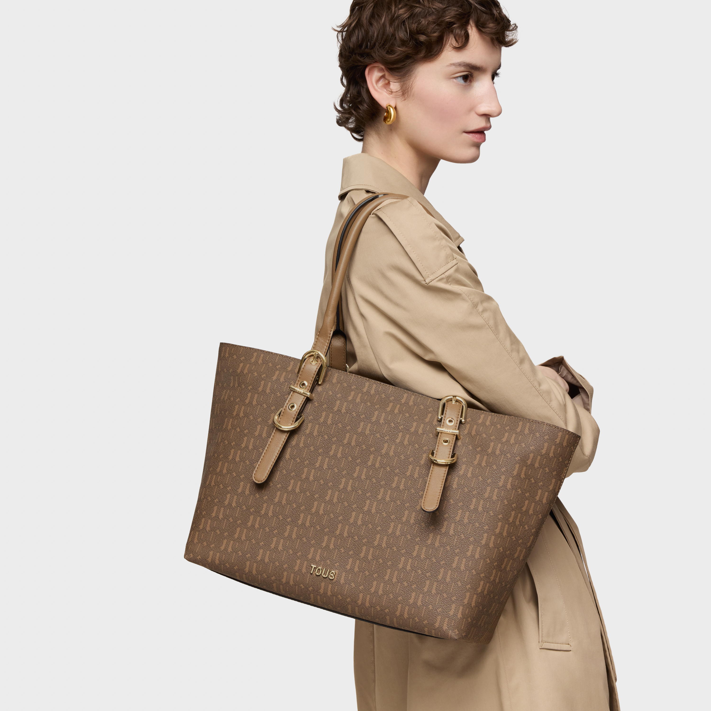 Large earth-colored Tote Bag TOUS Buckles Silhouette