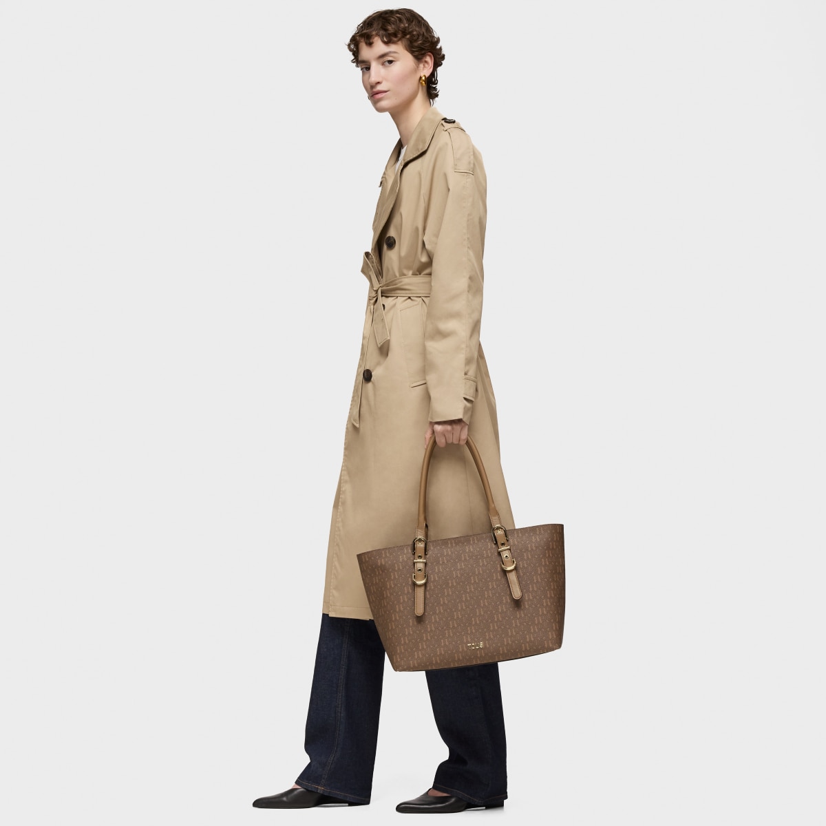 Large earth-colored Tote Bag TOUS Buckles Silhouette