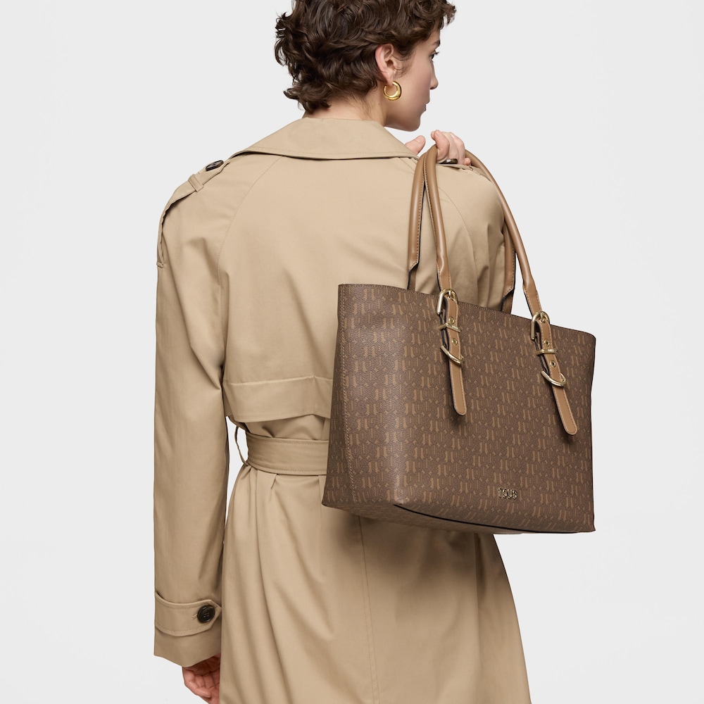 Large earth-colored Tote Bag TOUS&nbsp;Buckles Silhouette