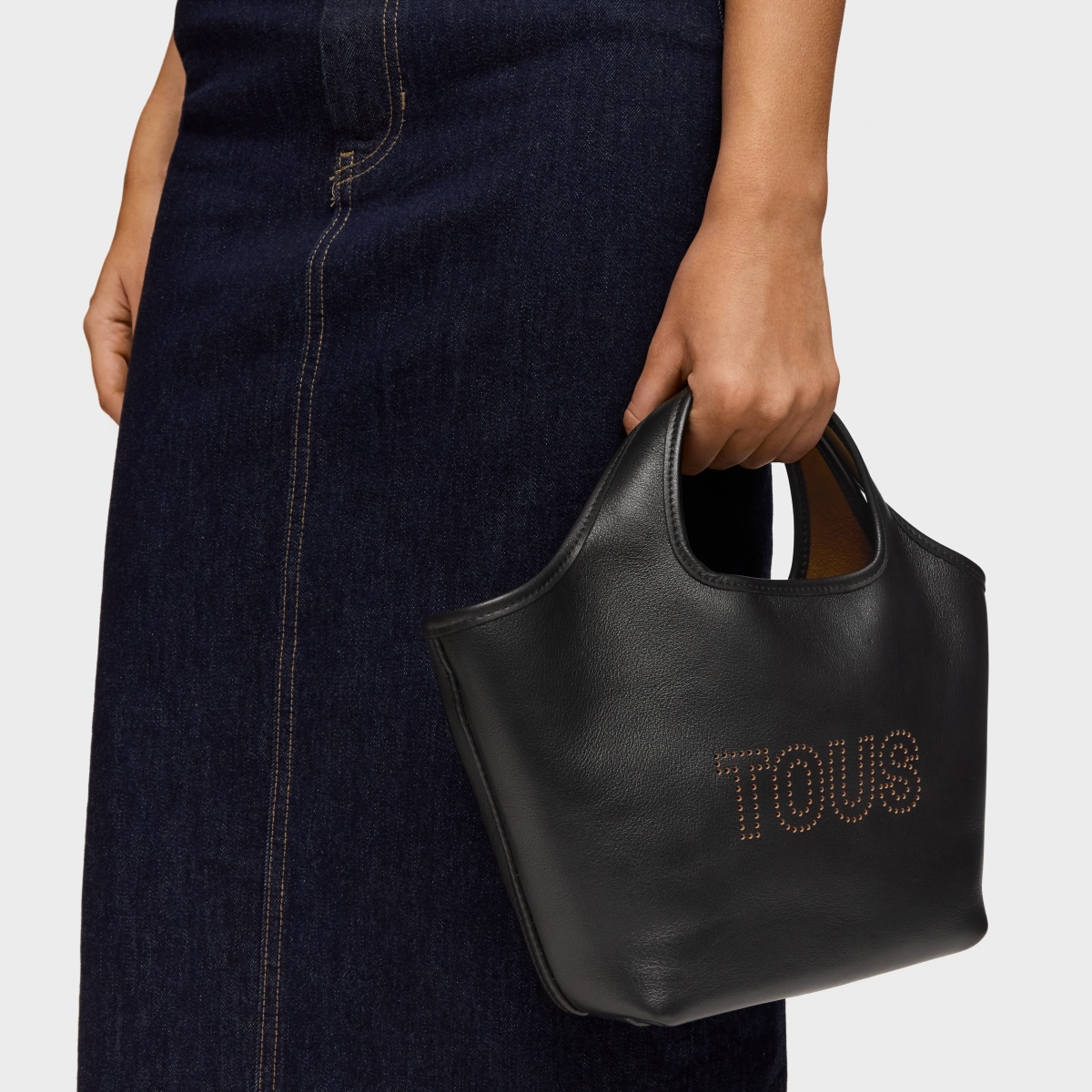 Medium black leather Tote bag TOUS Lirio