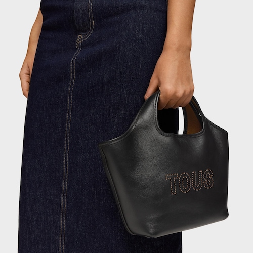 Medium black leather Tote bag TOUS Lirio