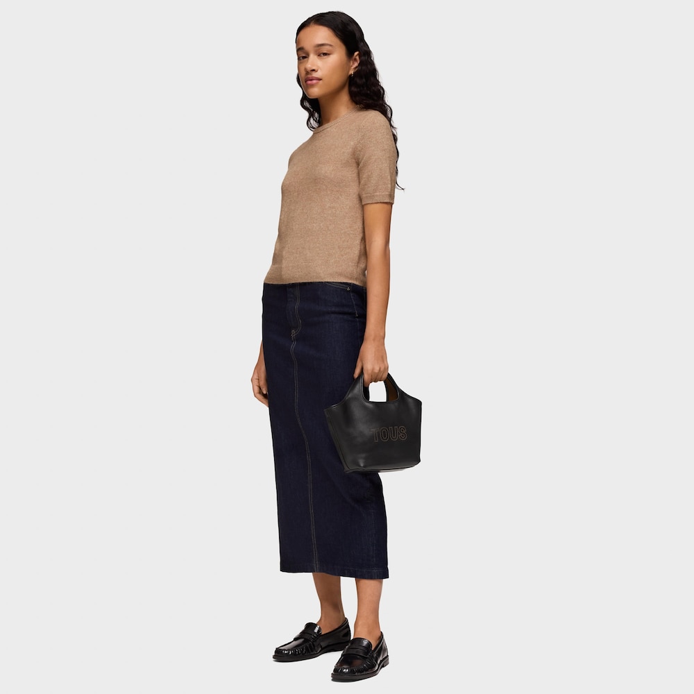 Medium black leather Tote bag TOUS Lirio image number 5