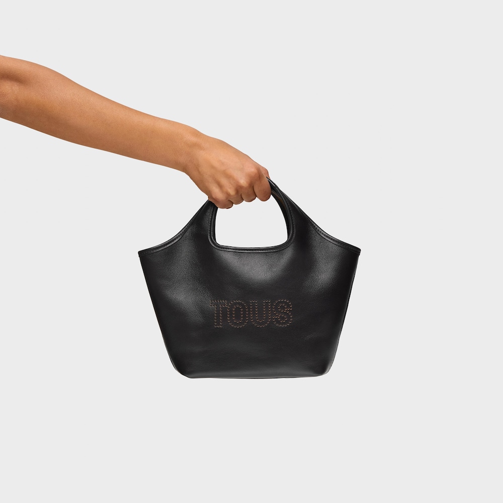 Capazo mediano de piel negra TOUS&nbsp;Lirio