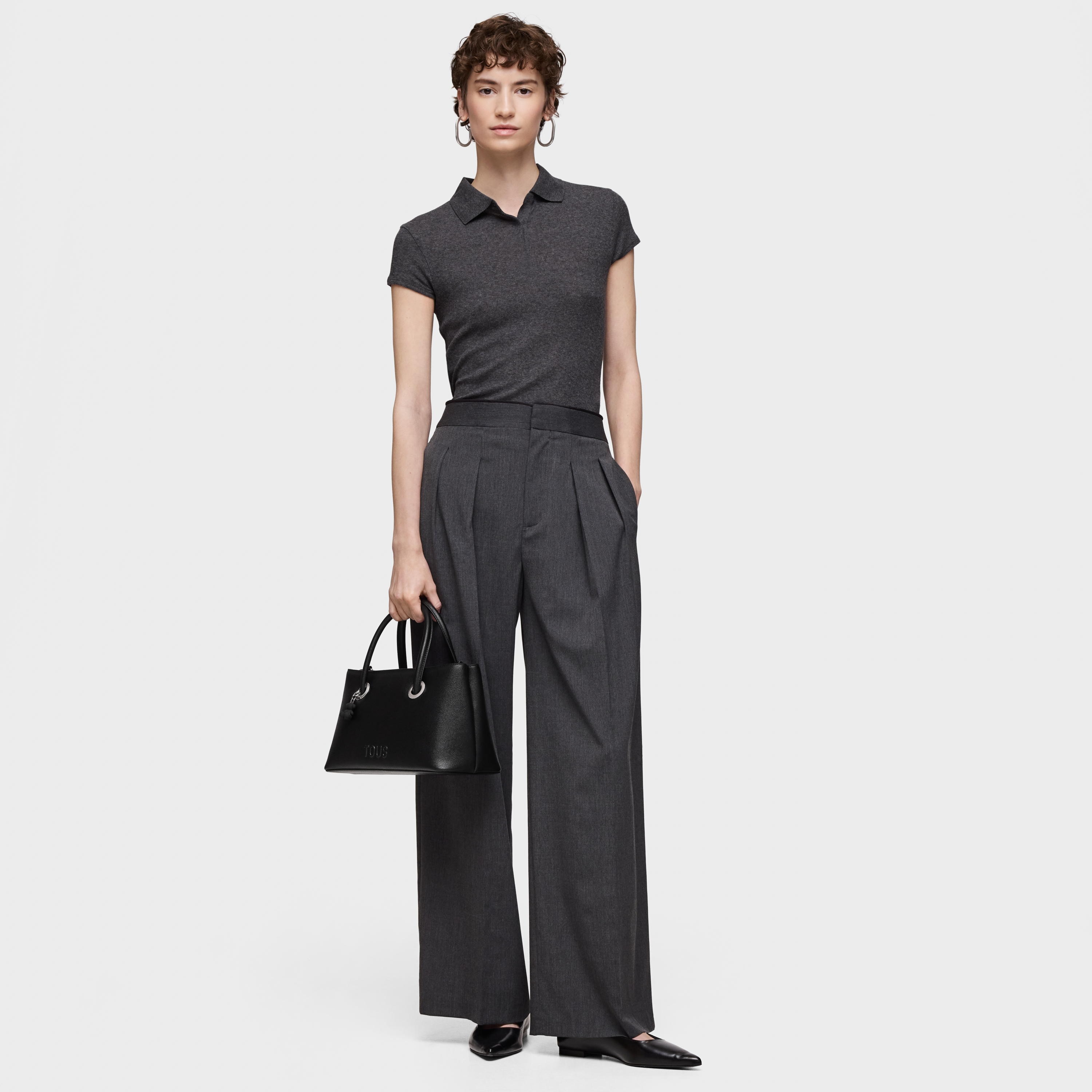 Medium black City bag TOUS Poppy