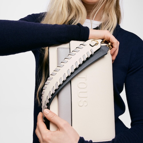 Medium beige and gray Crossbody bag Audree&nbsp;Saffiano