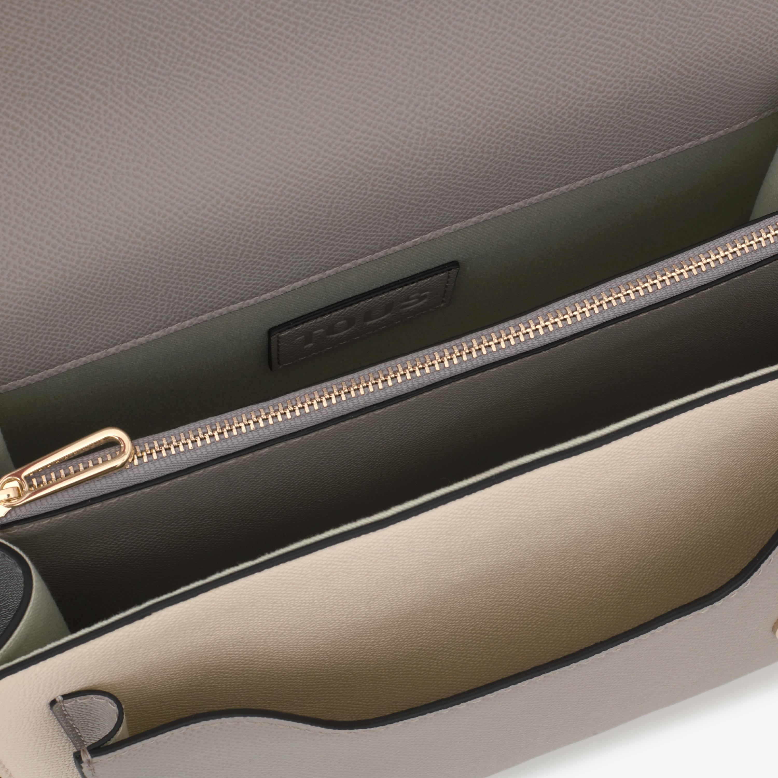 Medium beige and gray Crossbody bag Audree Saffiano