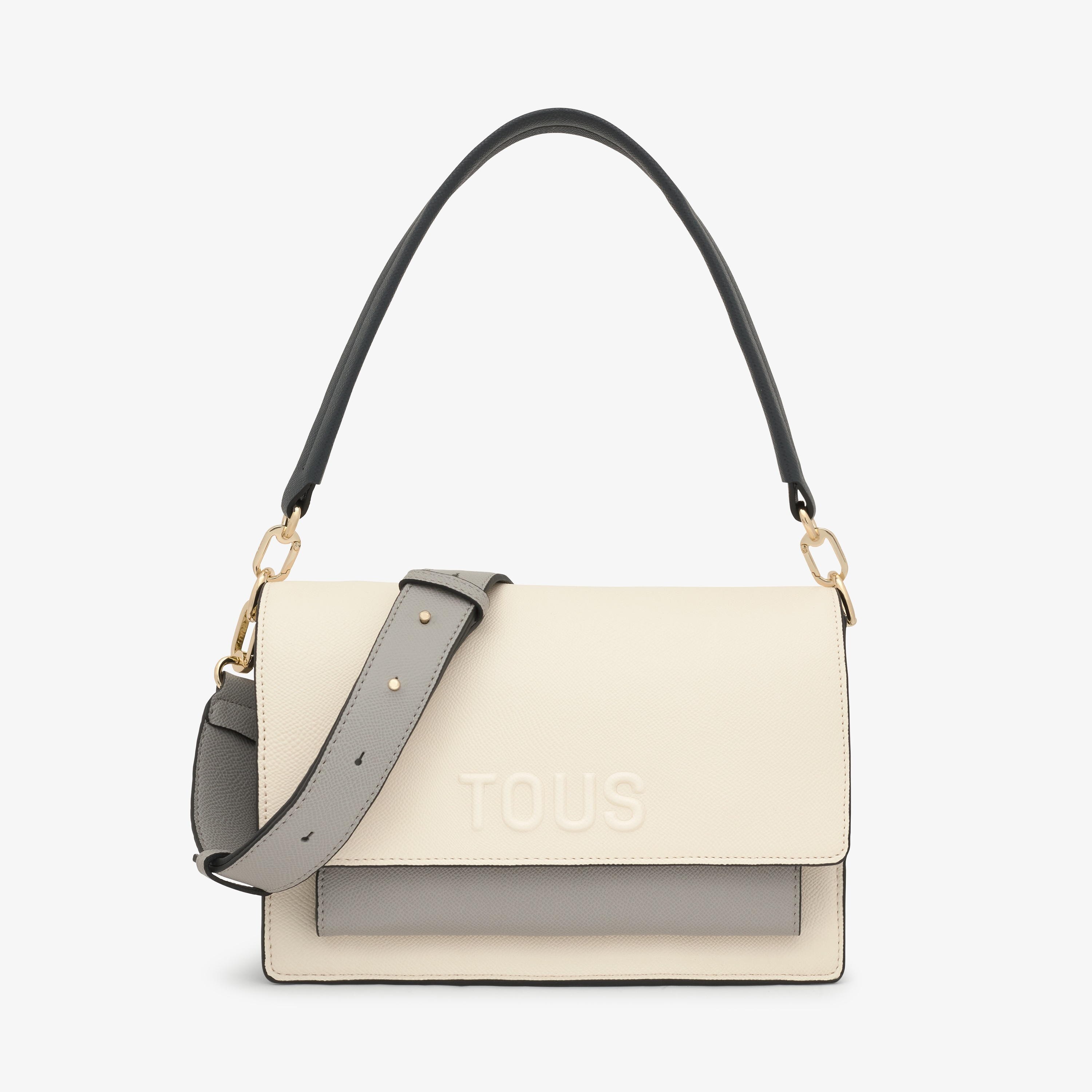 Medium beige and gray Crossbody bag Audree Saffiano