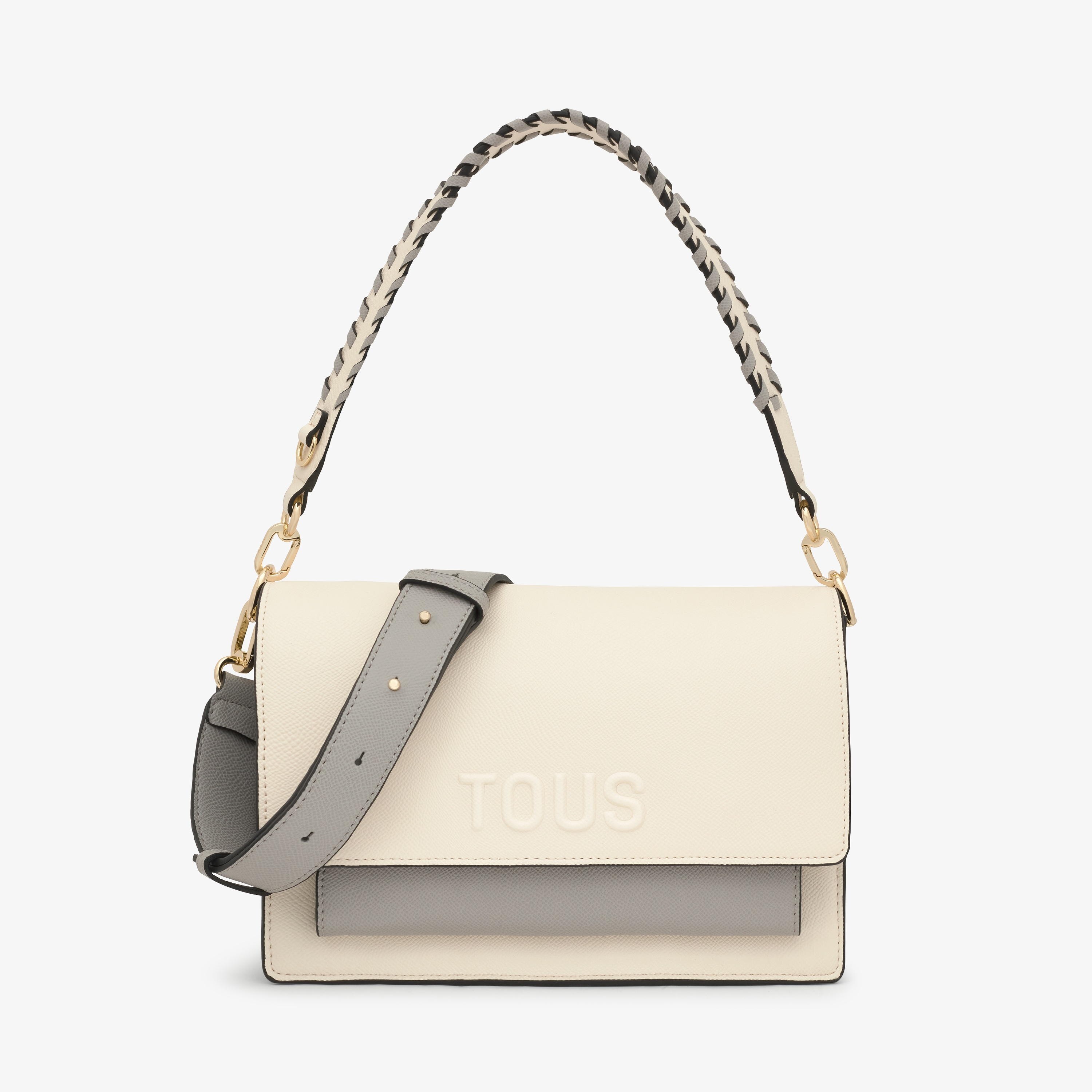 Medium beige and gray Crossbody bag Audree Saffiano