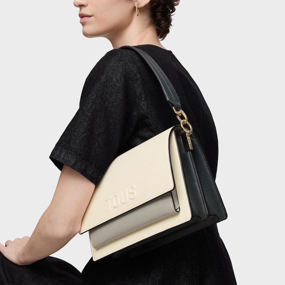 Medium beige and gray Crossbody bag Audree Saffiano image number 6