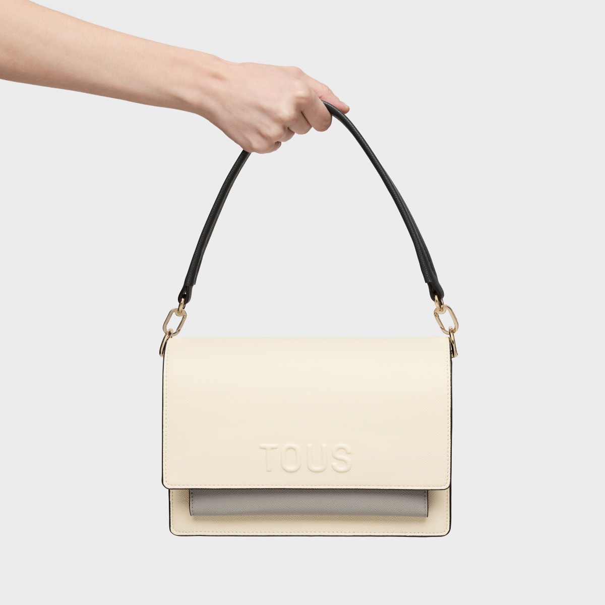 Medium beige and gray Crossbody bag Audree Saffiano