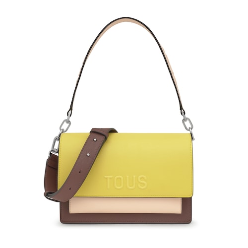 Bandolera mediana lima y nude Audree Saffiano