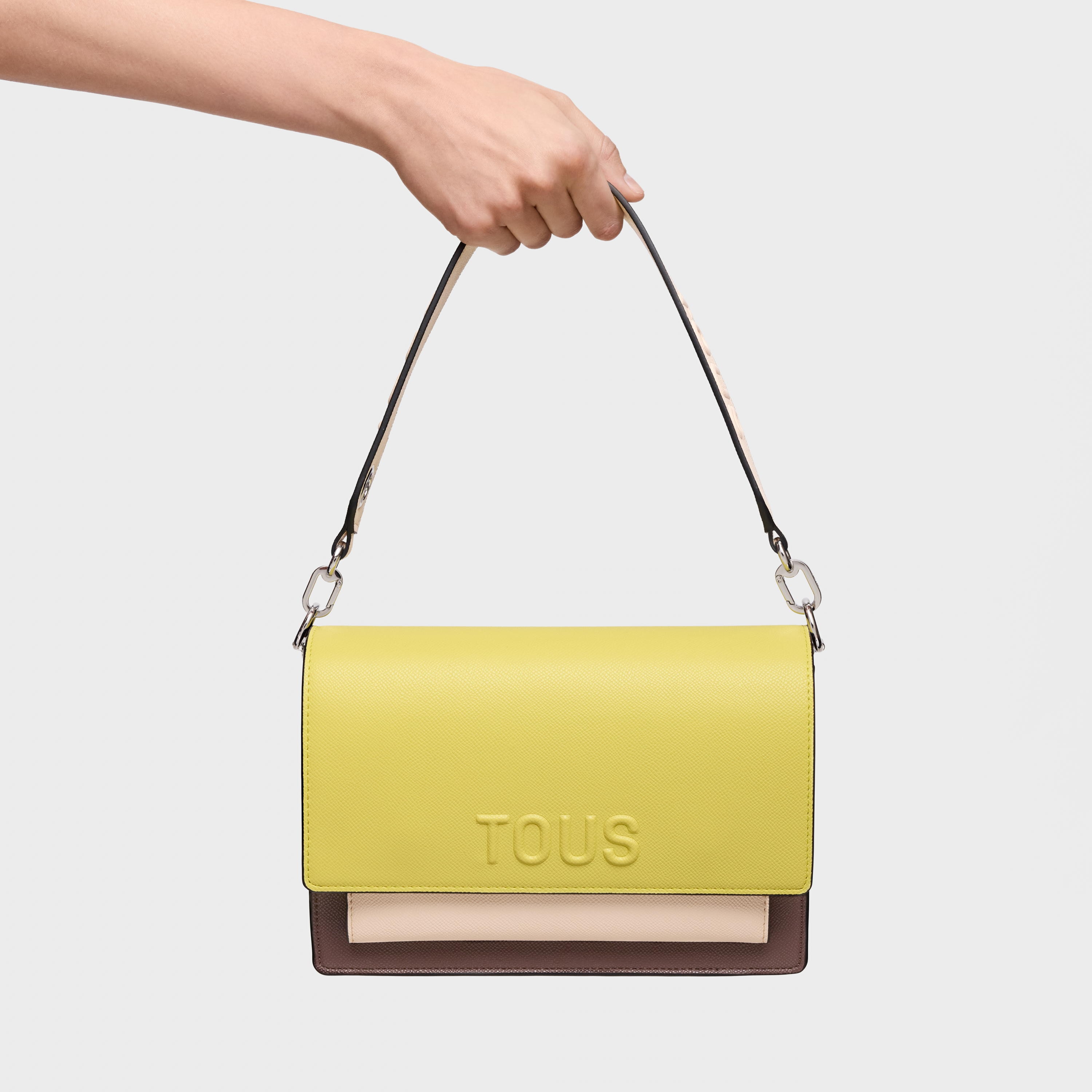 Medium lime and nude Crossbody bag Audree Saffiano