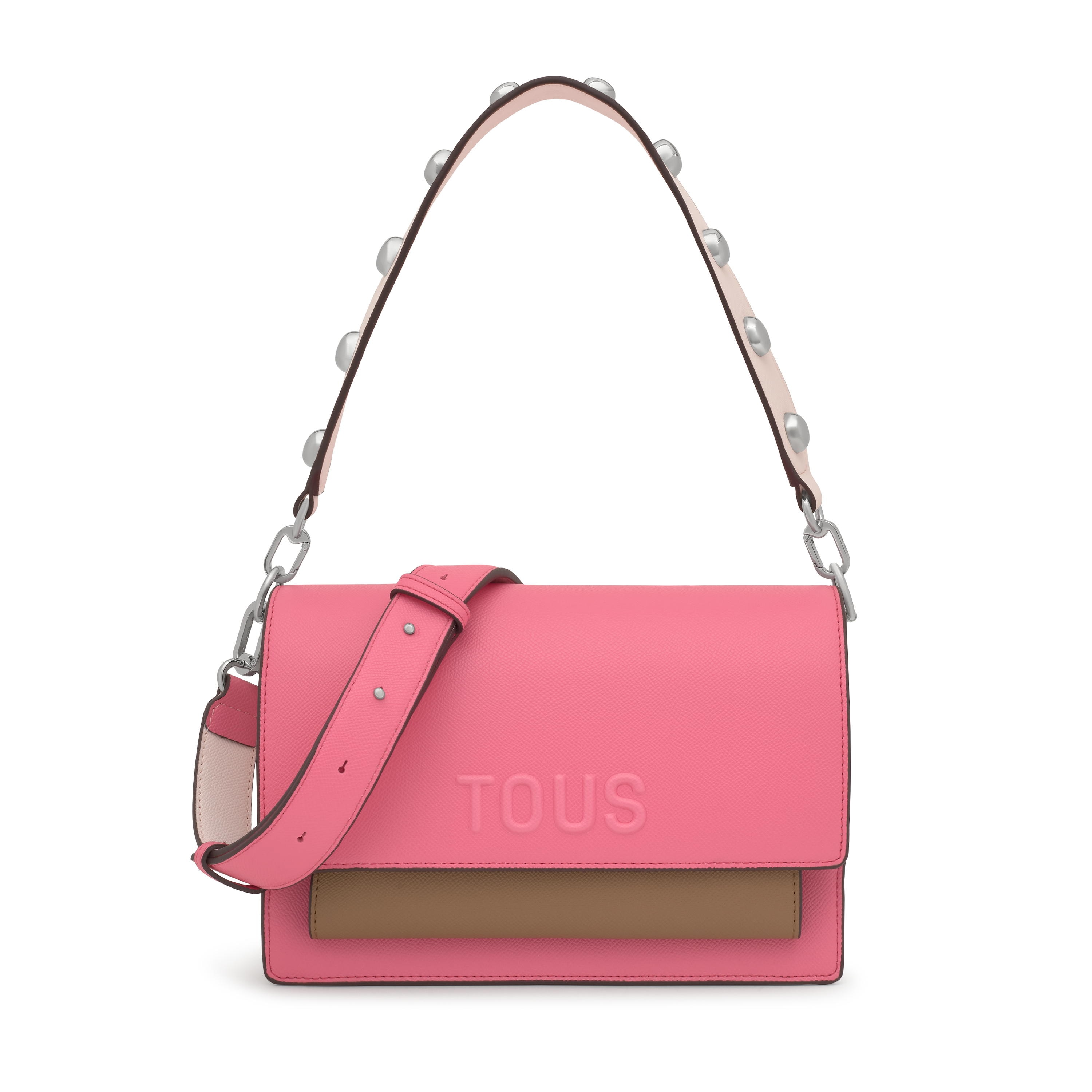 Medium pink and earth-colored Crossbody bag Audree Saffiano