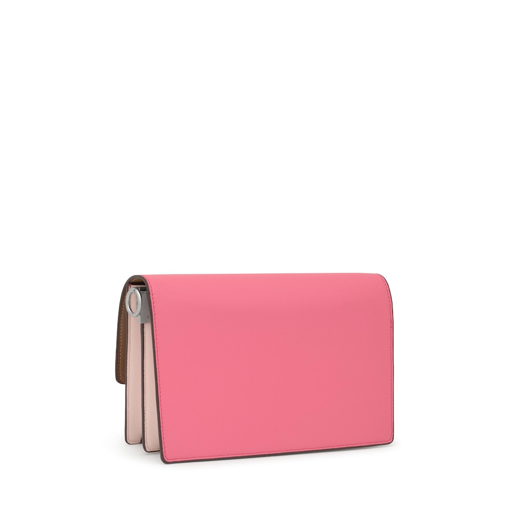 Bandolera mediana rosa y tierra Audree&nbsp;Saffiano