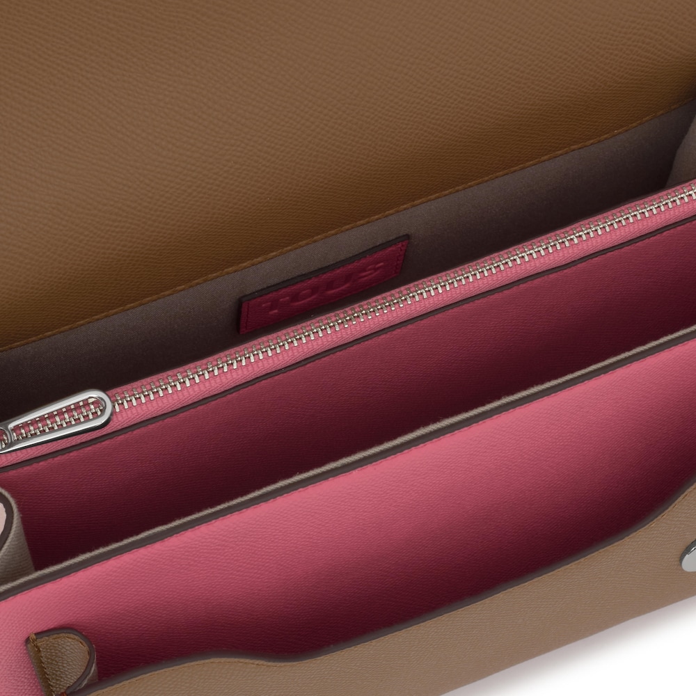 Bandolera mediana rosa y tierra Audree&nbsp;Saffiano