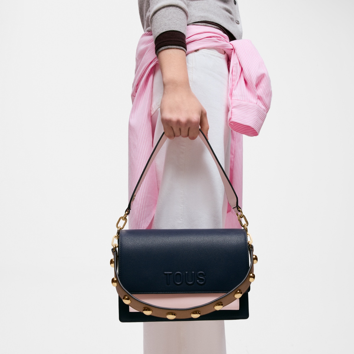 Tous - Bandolera Mediana Azul Y Rosa Audree Saffiano - Azul Marino