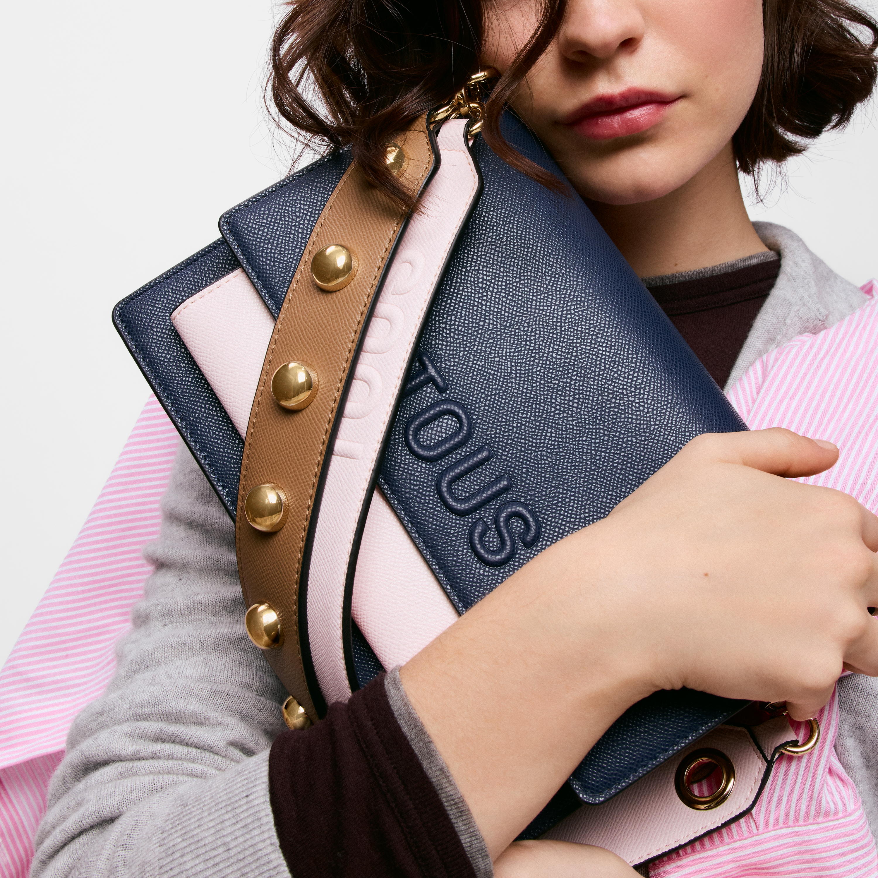 Medium blue and pink Crossbody bag Audree Saffiano