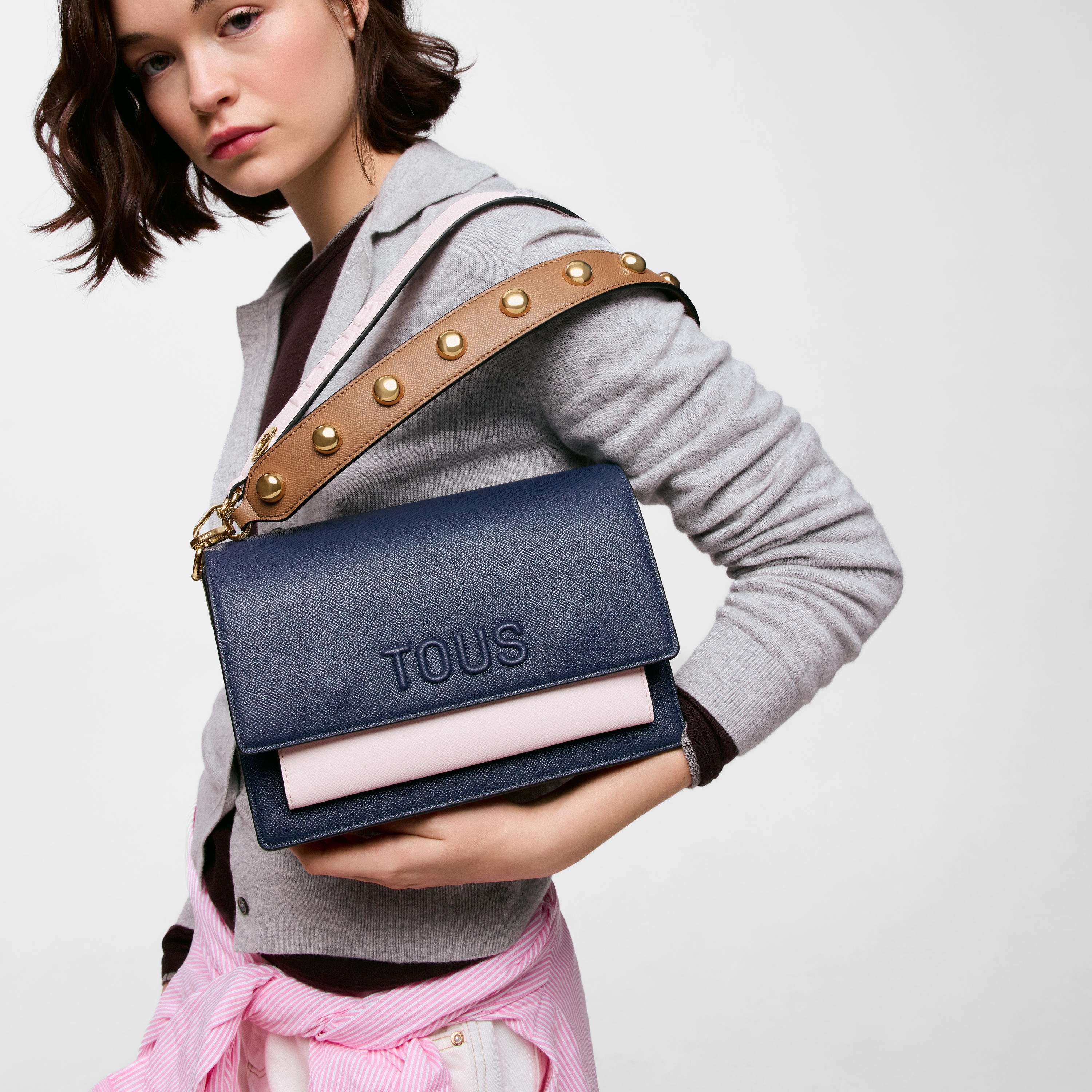 Medium blue and pink Crossbody bag Audree Saffiano