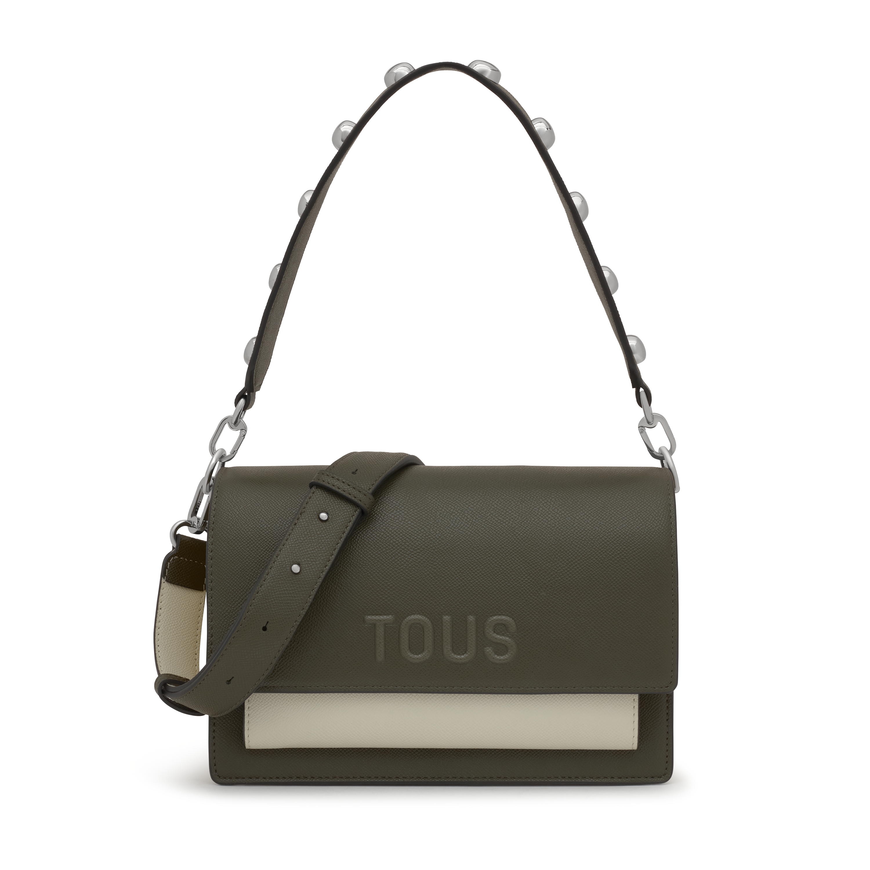 Medium khaki and green Crossbody bag Audree Saffiano