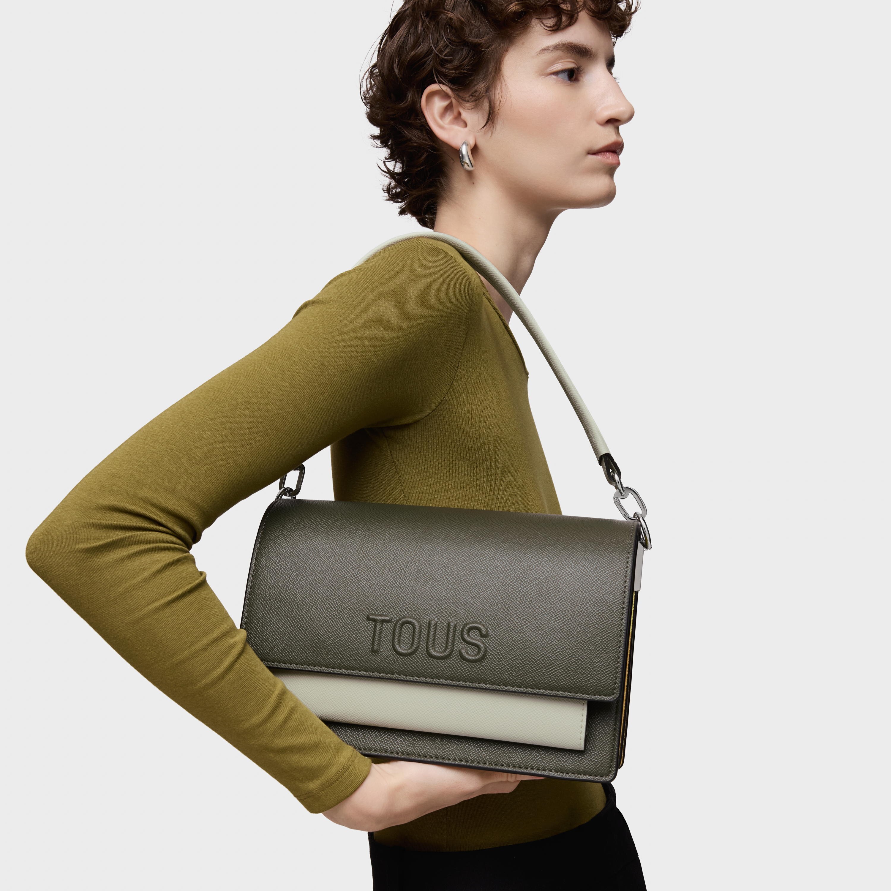 Medium khaki and green Crossbody bag Audree Saffiano