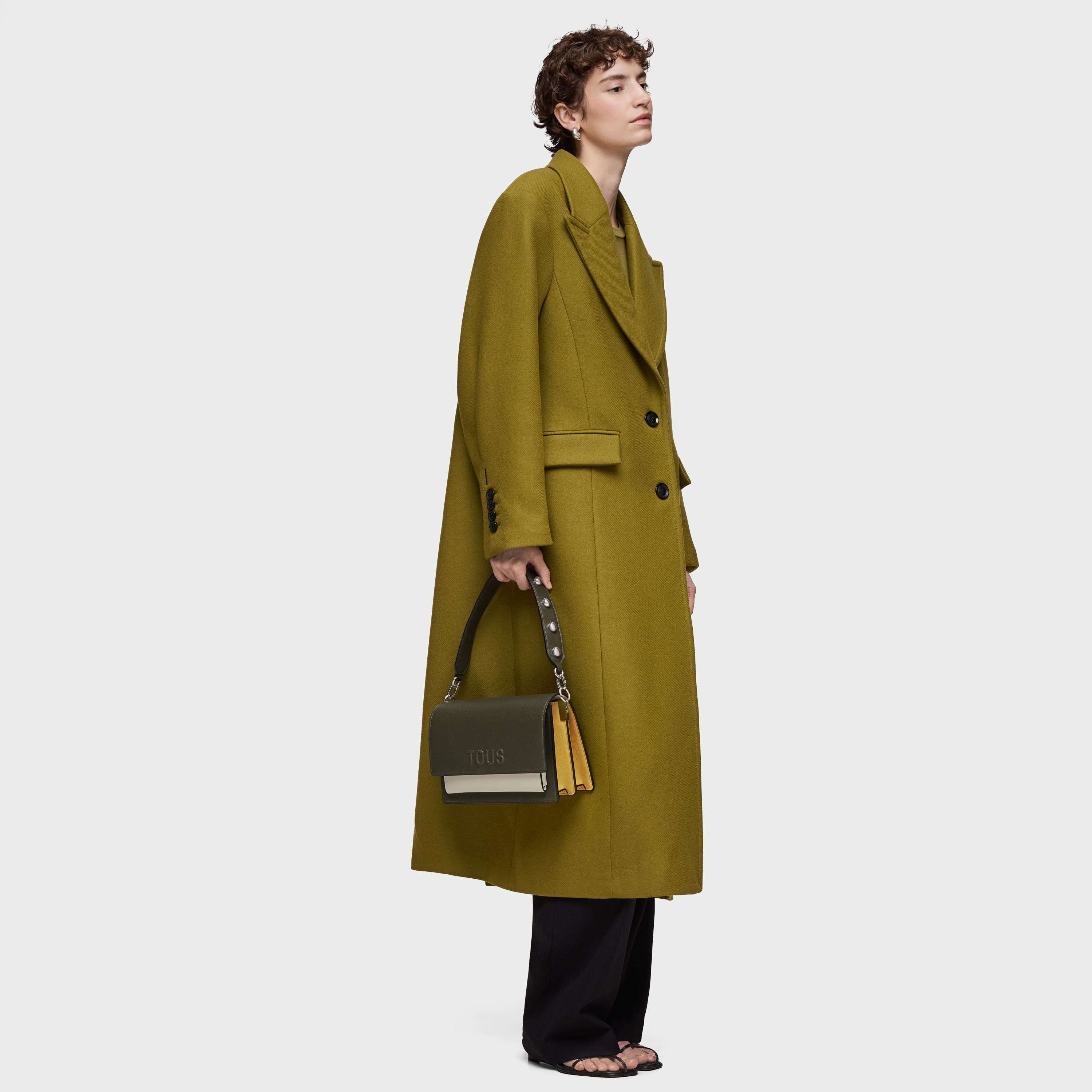 Medium khaki and green Crossbody bag Audree Saffiano