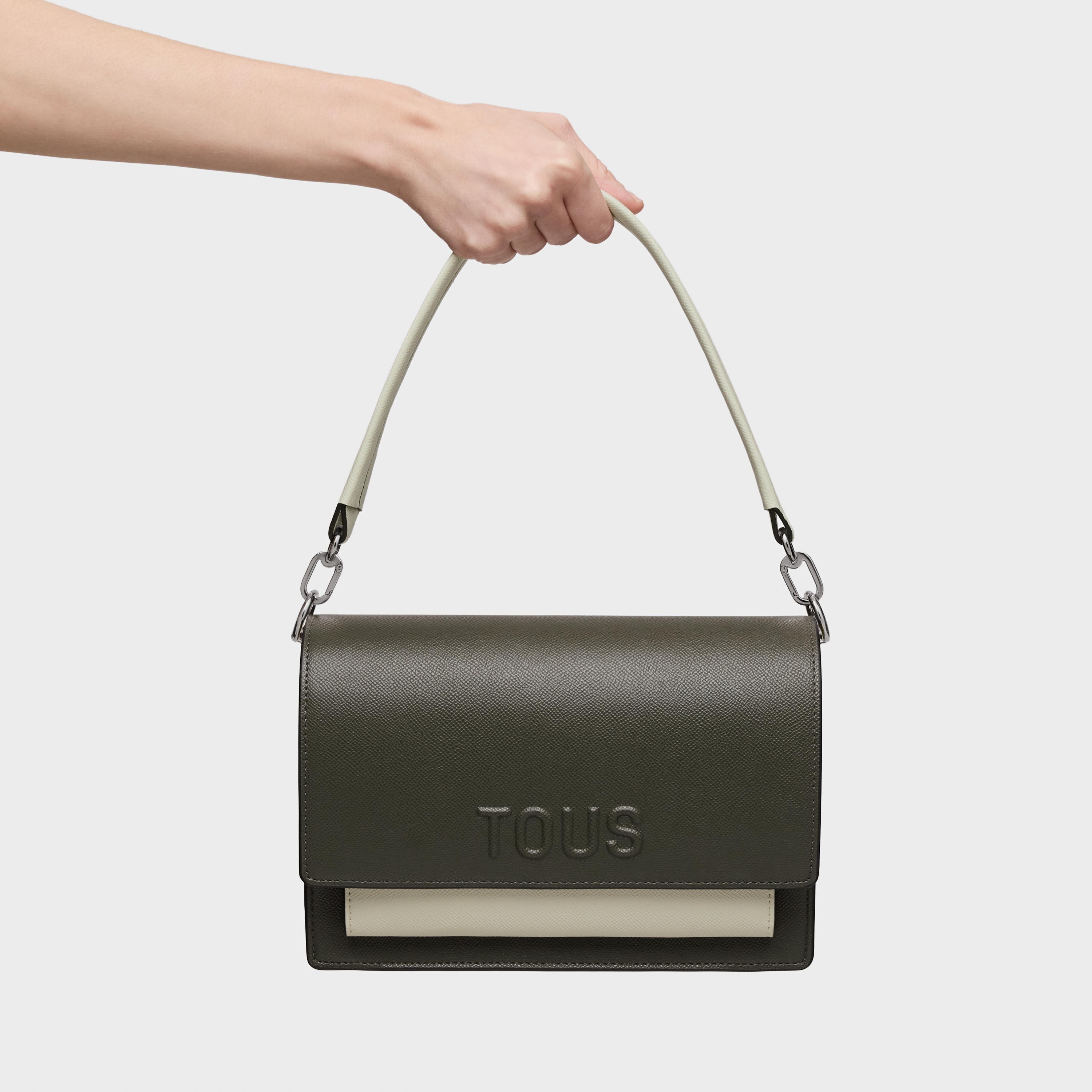 Medium khaki and green Crossbody bag Audree Saffiano