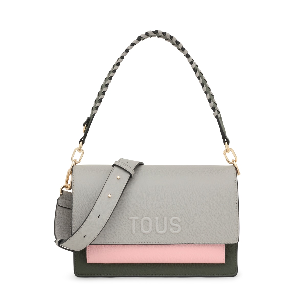 Medium gray and pink Crossbody bag Audree Saffiano
